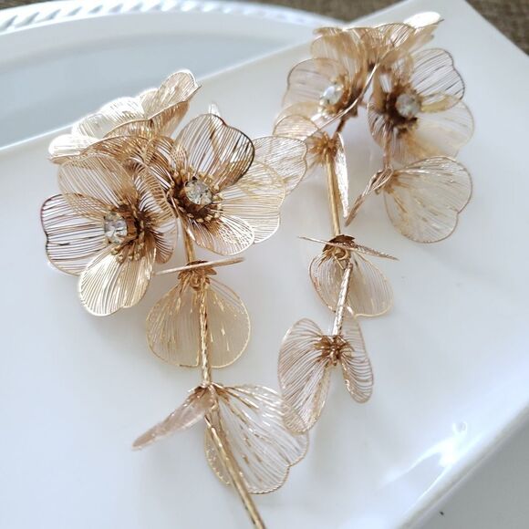 New! Zara Cascading Floral Earrings - Picture 9 of 14
